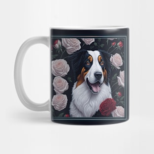 Australian Shepherd white roses Mug